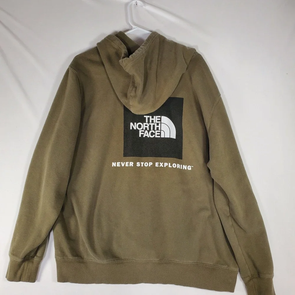 The North Face Mens XL Olive Green Box Logo Never Stop Exploring Hoodie Pullover